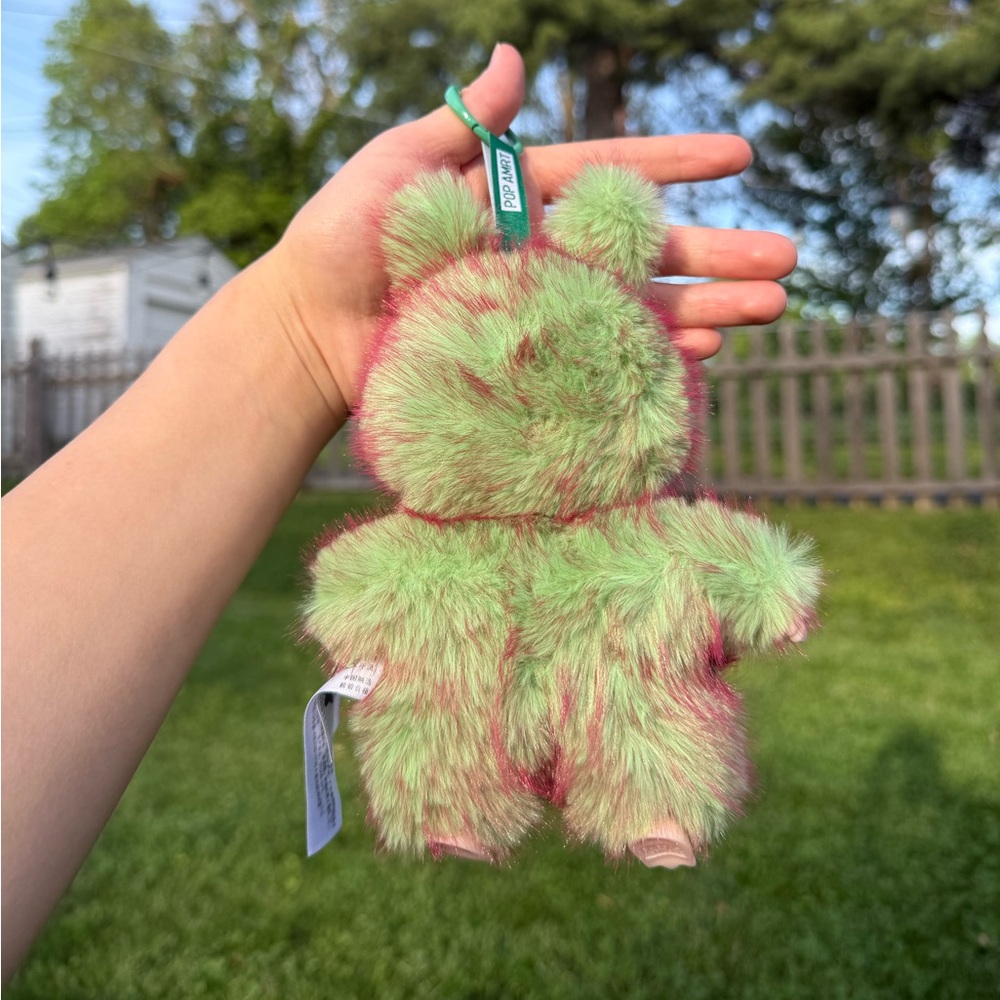 Green Kiwi Labubu Furry Monster Plush Keychain with Glitter Eyes-Stuffed Animal - Picture 3 of 5